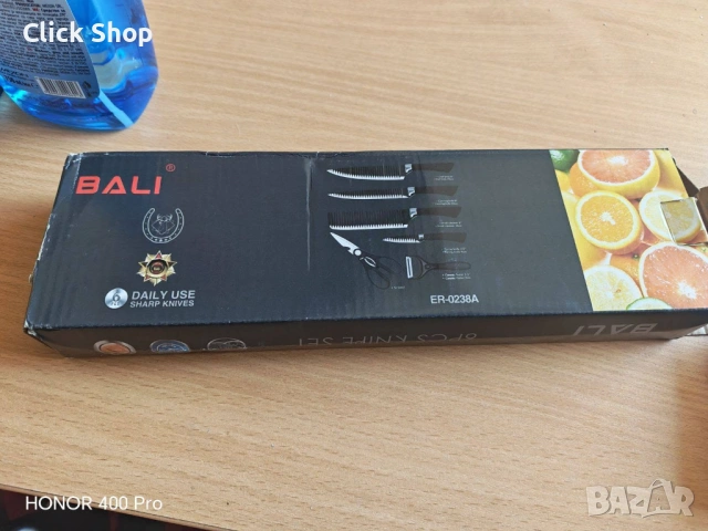 Комплект кухненски ножове BALI ER-0238A – 6 части с незалепващо покритие и ергономични дръжки, снимка 5 - Прибори за хранене, готвене и сервиране - 54918004