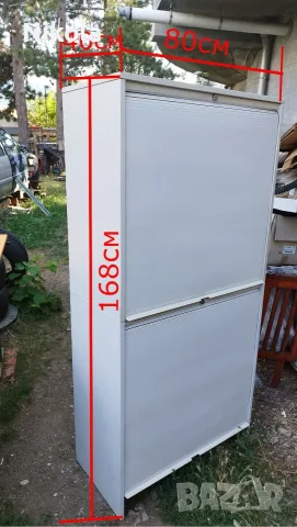 Шкаф с ролетни щори бял - Офис шкаф -гардероб на две нива 80/40/168 см, снимка 2 - Шкафове и рафтове - 55372091