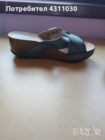 Дамски чехли Scholl естествена кожа 41 номер като ново, сиви, снимка 6 - Чехли - 53166140