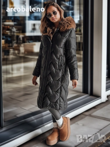 Дамско дълго ватирано зимно яке, 2цвята , снимка 3 - Якета - 48263860