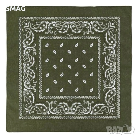Дамска бандана зелена с бели линии 54x54cm Lachouri_1202519, снимка 2 - Други - 54699814