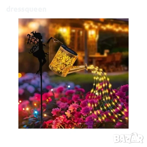 4979 Декоративна соларна лейка с фигура на фея и ефект „течаща светлина“, 63 см, снимка 4 - Декорация за дома - 54065945