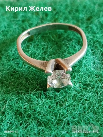 Изящен тип годежен сребърен пръстен фасетиран кристал SWAROVSKI 53320, снимка 4 - Пръстени - 54013831