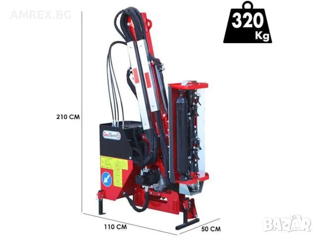 Страничен мулчер за трактор GeoTech PRO HRM 100 | 100 см | Хидравлично рамо | 25–60 к.с., снимка 2 - Селскостопанска техника - 55322965