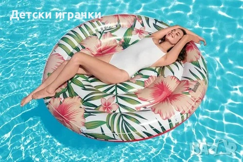 Надуваем остров Bestway Кръгъл 158 см тропически мотиви, цветен