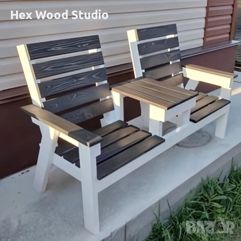 Градинска пейка с масичка „Duo Relax“, снимка 3 - Градински мебели, декорация  - 53997679