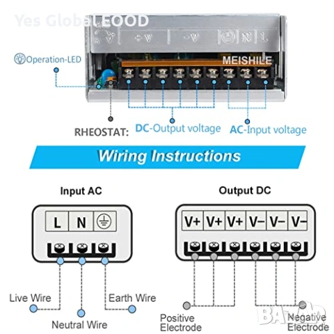 Захранване 36V 16.6A 600W SMPS AC/DC PSU, снимка 3 - Друга електроника - 54521275