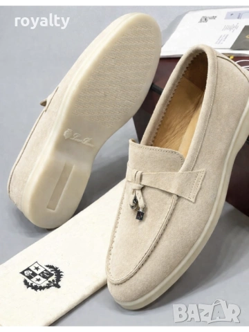 Loro Piana Нови Сиви Мъжки Мокасини Естествен Велур 40-44 Номер Лоро Пиана