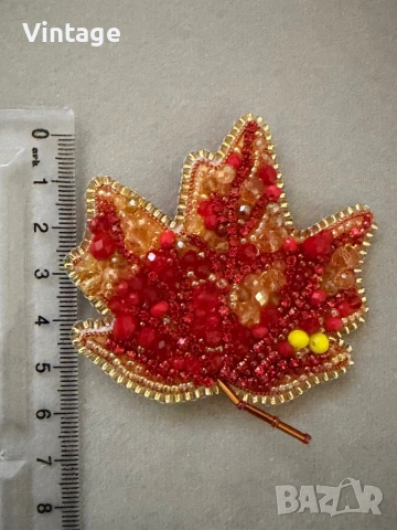 Handmade Разкошна брошка - Есенно листо , снимка 7 - Гривни - 53260437