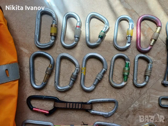 алпинистко / катерачно снарежение екипировка, карабинери, котки, 60 метра въже, цеви, клеми, примки, снимка 5 - Зимни спортове - 55641721