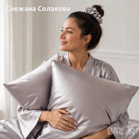 Комплект от 2 броя сатенени калъфки и подарък скрънчи , снимка 5 - Възглавници - 55223397