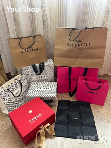Маркови подаръчни хартиени торбички, кутии Pinko, Furla, Coach 100% оригинал, снимка 6 - Подаръци за жени - 54241707