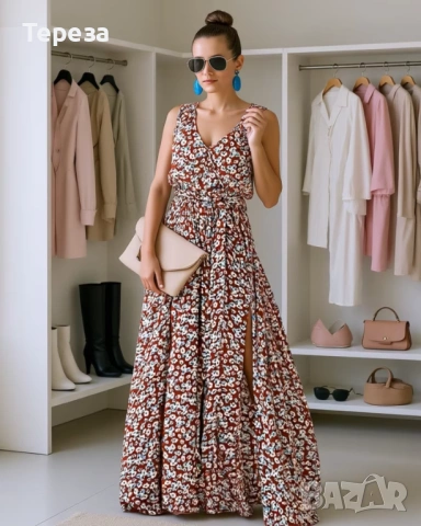 🆕️ Дълга рокля на цветчета / XL-XXL, снимка 4 - Рокли - 54481620