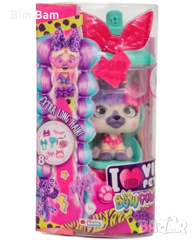 Модно кученце за прически с много дълга коса и аксесоари I Love VIP Pets Bow Power/Нати или Шиара 