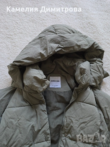 Bershka пухено зимно яке с качулка, снимка 3 - Якета - 55172063