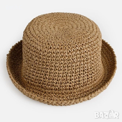 Дамска сламена bucket шапка бежова_1261525