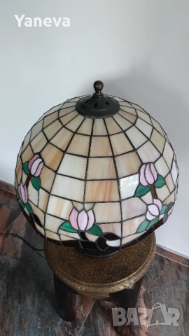 Тифани“ (Tiffany) , голяма и тежка, настолна лампа от немската компания Fischer Leuchten . , снимка 8 - Настолни лампи - 54701672
