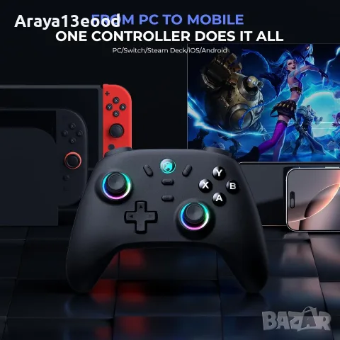 ECHTPower Безжичен геймърски контролер с Hall Effect – за PC, Nintendo Switch, iOS и Android, снимка 6 - Джойстици и геймпадове - 55537090
