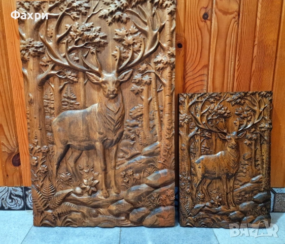 Пано Ловна дърворезба Елен в гората