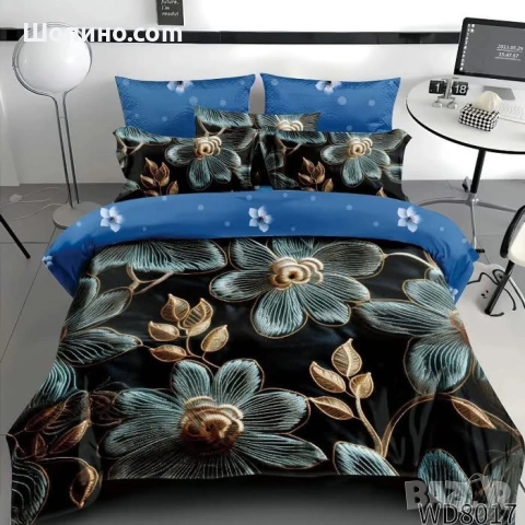 Флорален комплект с ластик, 100% памук  , снимка 7 - Спално бельо - 54111971