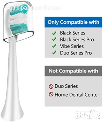 Нови Резервни глави за AquaSonic Black Series Vibe Duo Pro 10 броя бели за четка зъби, снимка 2 - Други - 55451306