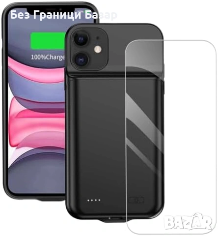 Нов Батериен калъф 7000mAh за iPhone 11 6.1 + Протектор екран Айфон защита