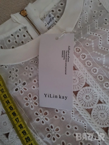 Лятна бяла дантелена рокля р-р L, снимка 9 - Рокли - 54368787