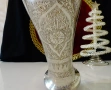 Посребрена бронзова ваза,гравирана,31 см.,620 гр. , снимка 3