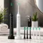 Комплект от 2 броя електрическа звукова четка Toothie X 2в1 с 6 накрайника и зарядна база, снимка 7