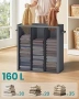 Кош за пране SONGMICS с 3 отделения, 160 л, с капак, 5 етикета, подвижна и переща се вътрешна торба, снимка 3