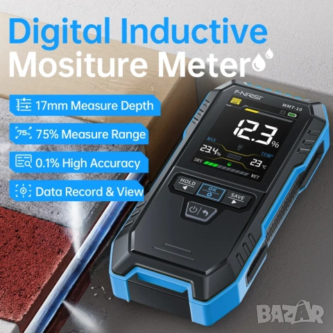 FNIRSI WMT-10 влагомер за дърво и стени (безконтактен, индуктивен), снимка 4 - Други инструменти - 54003908