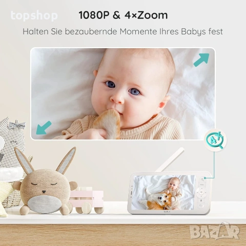 Чисто нов смарт Бебефон с Камера BOIFUN Baby 5S 5" LCD Дисплей 1080P HD WiFi App  , снимка 4 - Бебефони - 55006721