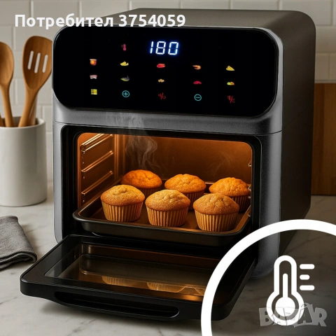 Еър фрайър и фурна 2-в-1 , XXL Капацитет 8.5L, 1350W, 10 Програми, LED Тъч дисплей, снимка 4 - Фритюрници - 55178930