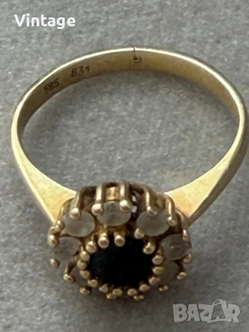 Старинен златен пръстен с естествени камъни , снимка 9 - Пръстени - 54304792