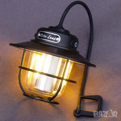 Акумулаторна LED ретро лампа за къмпинг с USB зареждане