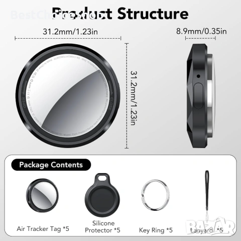 4 броя Bluetooth тракер, работещ с Apple Find My (само за iOS), снимка 5 - Аксесоари за Apple - 54182067