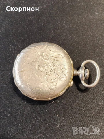 Швейцарски джобен часовник посребрени капаци - Argentan -  Цилиндър - РЯДЪК, снимка 4 - Джобни - 50823822