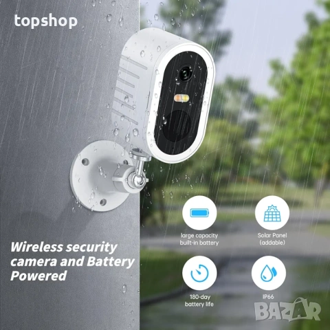 Чисто нов комплект 2 броя безжични 2K охранителни камери Suloron - 4MP, WiFi (2.4G и 5G) 180 дни бат, снимка 5 - Комплекти за видеонаблюдение - 54932418