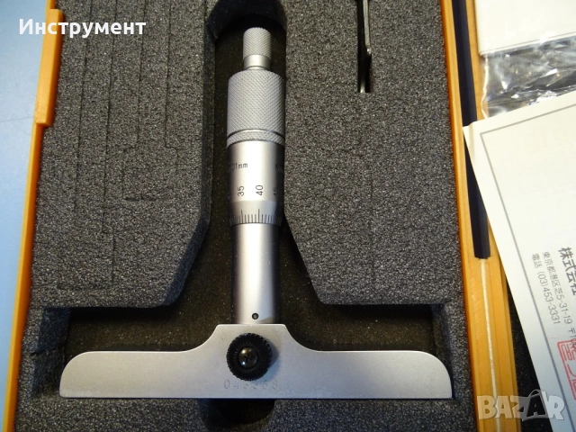 Дълбокомер Mitutoyo 128-102 depth micrometer 0-25mm DMS100-25, снимка 2 - Други инструменти - 54855551