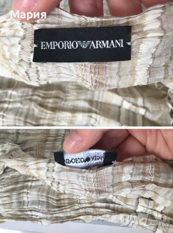 Оригинален Emporio Armani Шал Памук Коприна Емпорио Армани Летен Бежов Кремав Сив Бял, снимка 4 - Шалове - 55342831
