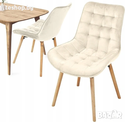 Трапезен стол 2 броя комплект MIADOMODO цвят крем