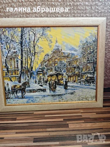 Картина по номера в рамката.
