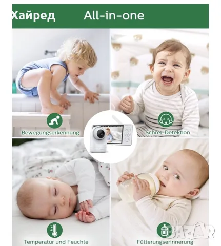 SEBIKAM Бебефон с 2 Wi-Fi камери, 5.5” LCD дисплей, двупосочно аудио, нощно виждане – Нов, снимка 8 - Бебефони - 55342861