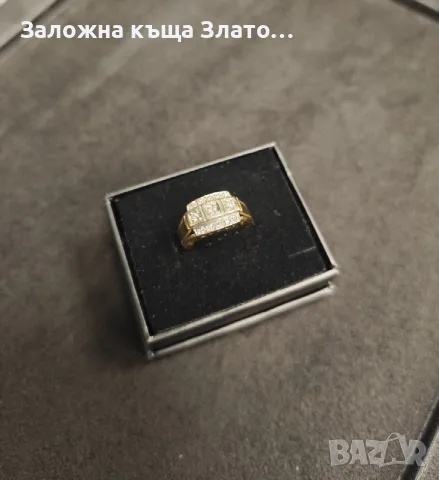 Златен пръстен тип печат Проба 585 - 14 карата, снимка 2 - Пръстени - 55590555
