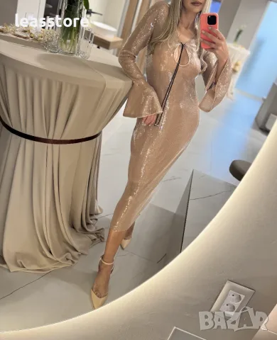 Официална рокля с пайети тип русалка Nude, снимка 2 - Рокли - 55362228