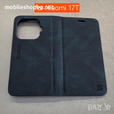 Xiaomi 17T калъф страничен с прегради тъмно син