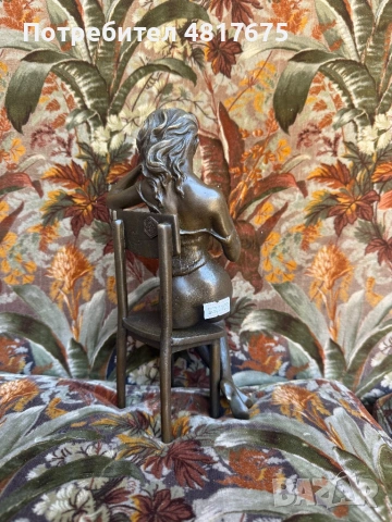 Ексклузивна бронзова статуетка „Жена на стол“ – Bronze Garanti Paris, снимка 3 - Пердета и завеси - 54422746