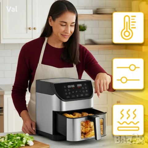 Фритюрник с горещ въздух XXL - 8 литра, 1800 W и 12 програми, снимка 10 - Фритюрници - 54672259