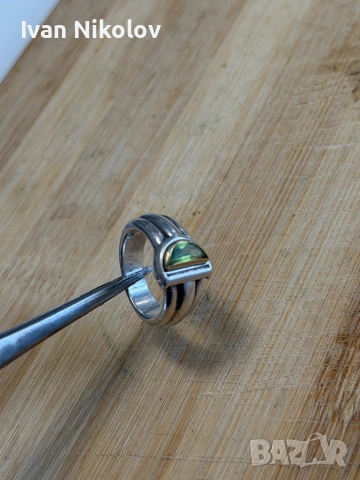 Дамски сребърен пръстен със злато и изумруд Cristofle jewellery , снимка 4 - Пръстени - 54487629