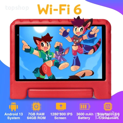 Чисто нов Детски Таблет YESTEL X9 8'' (Android 13, 7GB RAM, 64GB ROM, WiFi 6, Удароустойчив , снимка 2 - Таблети - 54733063